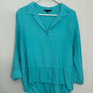 BOHO CHIC Women’s 3/4 Sleeve Top, Teal, M